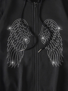 เสื้อฮู้ดพลอยเทียมระบายความร้อนแบบมีซิปทรงโอเวอร์ไซส์แบบกำหนดเอง - Product Image 6