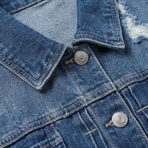 Chaqueta Vaquera Elegante para Mujer, Cuello Otoñal, Algodón Acabado, Impermeable, Holgada, Corta, con Cinturón, Cremallera, Estilo Urbano y Moderno - Product Image 4