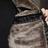 Chaqueta de Cuero Marrón Vintage para Hombre, Abrigo de Invierno con Cuello de Piel Sintética, Grueso, Resistente al Viento, Cálido, Tejido sin Costuras, con Cierre de Cremallera de Lujo