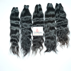 Cabello humano indio 100% barato crudo Natural Color negro onda del cuerpo cutícula alineada mechones Temple máquina doble trama onda profunda - Product Image 3