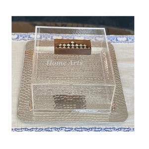 Bandeja de forma cuadrada de acero inoxidable con tapa de acrílico Bandeja de servicio de dulces de tamaño personalizado de nuevo diseño para la venta - Product Image 4