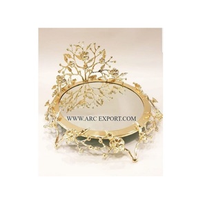 Merveilleux plateau de service à chocolat de table plus grande qualité grande taille fleur conception or couleur métal chocolat serveur plateau - Product Image 1