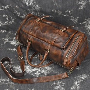 Bolsa de Viaje de Cuero de 51 cm, Bolsa de Fin de Semana con Cierre de Cremallera, Bolsa de Viaje Duradera de Cuero Genuino para Hombre y Mujer - Product Image 5