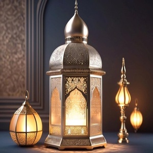 Ramzan Kareem Decoración del hogar Estilo marroquí Metal Linterna de lujo Interior Decorativo Portavelas Linterna - Product Image 5