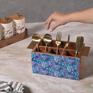 Decorative Wooden Printed <b>Utensil</b> Holder Affordable Stand for Clean Kitchen Arrangement Natural Wood Printed <b>Utensil</b> Holder - Product Image 3