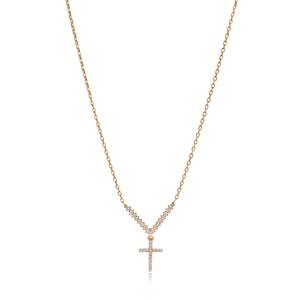 Christian Cross Design Trendy <b>Clear</b> Zircon Stone Shape Charm Necklace Turkish Handmade Gold Plated Link Chain 925 Sterling - Product Image 3