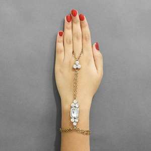Apurva Pearls Gold Plated Glass Stone Body Chain 1502426 Hand <b>Harness</b> <b>Fashion</b> Accessory - Product Image 1