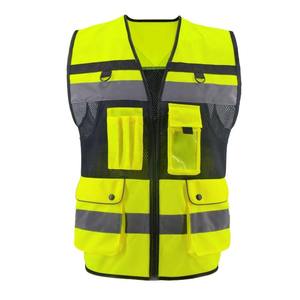 Gilet de sécurité réfléchissant haute visibilité avec logo personnalisé en gros avec vêtements de travail de construction respirants multi-poches pour hommes et femmes - Product Image 1