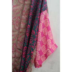 Women Plus Size Breathable Knee Length Short <b>Silk</b> <b>Kimono</b> Robe Patchwork Indian Print Lounge Wear - Product Image 3