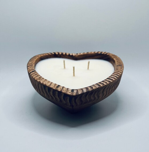Wood Dough Bowl Heart Shape Wax candle holder Rustic <b>Handmade</b> Dough Bowl <b>Handmade</b> Paulownia Dough Bowl - Product Image 1
