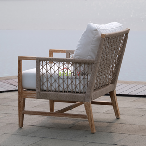 Silla de sofá sueca hecha de madera maciza de teca con una combinación de cuerda tejida para uso en exteriores - Product Image 2