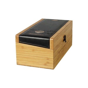 DS tùy chỉnh hàng thủ công rượu vang tre tự nhiên rượu vang gỗ hộp quà tặng với PU da - Product Image 2