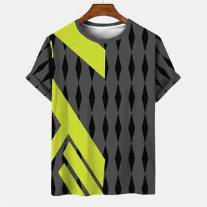 T-shirt à motif de rayures colorées de haute qualité pour hommes T-shirts imprimés en 3D à la mode T-shirts d'été à col rond - Product Image 5