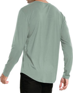 เสื้อยืดออกกำลังกายผู้ชายผ้าฝ้ายพรีเมี่ยมทรงหลวมมีสไตล์ปักอย่างหรูหราแขนยาว - Product Image 5