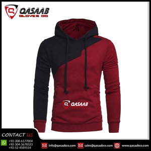 Sweats à capuche et sweat-shirts en polaire pour hommes de marque personnalisée et respirante en couleur bordeaux Sweats à capuche à poche kangourou - Product Image 3