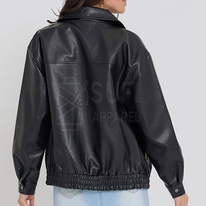 Veste d'hiver en cuir véritable pour femmes grandes tailles, logo frontal uni, coupe-vent, écologique, utilisation en extérieur, col rabattu - Product Image 2