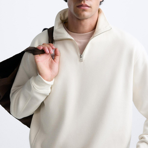 Logo de broderie personnalisé fermeture à glissière quart hommes sweat-shirt en coton demi-fermeture éclair pull d'hiver - Product Image 5