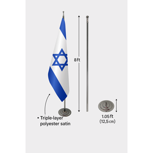 Drapeau officiel d'Israël pour intérieur, 3x5 pieds, style fanion, impression numérique sur tissu nylon et polyester, mât en aluminium pour affichage - Product Image 6