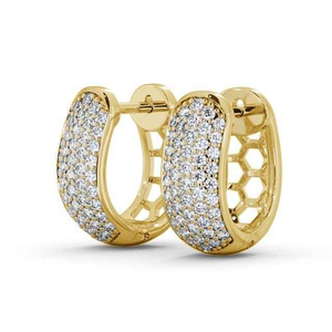 Pendientes de Aro con Diamantes Cultivados en Laboratorio, Corte Brillante Redondo de 0.40CTW, Oro de 14K, Joyería Personalizada, Pendientes de Aro Finos con Acentos Pavé - Product Image 2