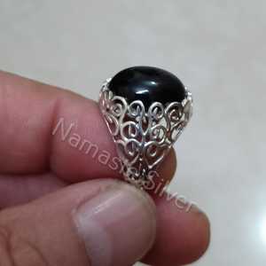 925 Sterling Silver Handmade <b>Statement</b> <b>Ring</b> Black Onyx Oval Natural Gemstone Inlay Setting July Birthstone Gift Black Onyx <b>Ring</b> - Product Image 4