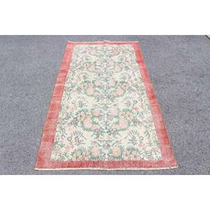 Alfombra Turca de 3.6x6.5 pies, Alfombra Vintage Decorativa, Alfombra Marroquí Roja - Product Image 1