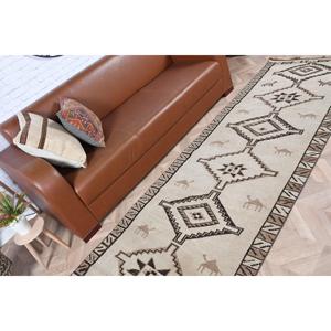 Tapis vintage Herki, tapis turc de 3,2 x 11,1 pieds, tapis en laine persan brun - Product Image 4