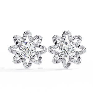 Pendientes de Diamantes Naturales con Remolino Floral, 1.93ct, Color H, Claridad VS1 - Product Image 3