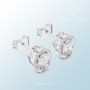Certified IGI oval cluster diamond <b>stud</b> <b>earrings</b> VS F color clarity near colorless premium diamond cluster <b>studs</b> - Product Image 6