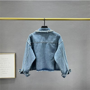 Chaqueta Vaquera con Cuentas y Pedrería para Mujer, Invierno 2024, Primavera, Otoño, Nueva, Holgada, Estilo Vintage Europeo, Chaqueta Corta de Manga Larga - Product Image 2