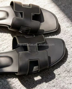 Sandales plates à lanières en cuir de veau véritable de haute qualité pour femmes, confortables et décontractées, noires - Product Image 6