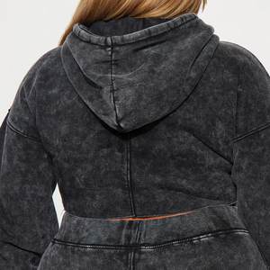 Nueva Sudadera con Capucha Informal para Mujer, Lavada al Ácido, Negra, con Logotipo Personalizado, Sudadera de Diseñador para Exteriores, Ropa de Calle con Capucha para Invierno - Product Image 3