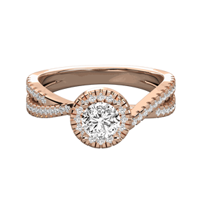 Round Diamond Solitaire Halo Wedding Band - Product Image 4