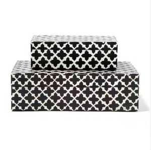 Artisanat indien MDF Boîte à bijoux de luxe Incrustation d'os Poli Real Touch Couleur naturelle Nautique Love Style Home Decoration Inc - Product Image 1