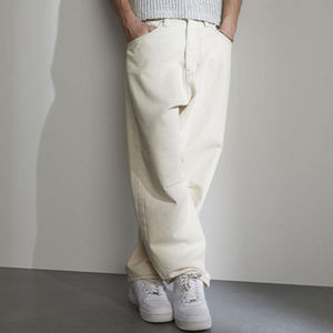 100% nuevo algodón hombres Regular Fit estilo recto Denim Jeans transpirable primavera invierno personalizado Color lavado - Product Image 2