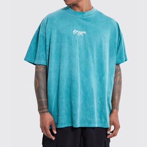 T-shirt vintage surdimensionné délavé à l'acide pour homme, col rond personnalisé, poids lourd, 100% coton pur, style décontracté de rue - Product Image 6