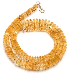 Natural Citrine Gem 7 to 9 mm Size Faceted German Cut Rondelle Beads Christian Wedding <b>Gold</b> Plated <b>Necklace</b> - Product Image 2