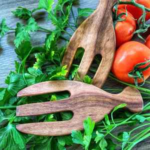 Handmade Mango Wood <b>Serving</b> <b>Spoon</b> & Fork Set Manufacturer/Exporter Custom Design Wood Salad <b>Serving</b> Cutlery Set Kitchen Supply - Product Image 3