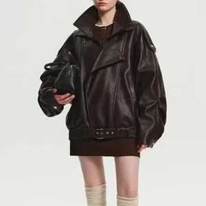 2025 Reversible Genuine Leather <b>Jacket</b> for <b>Men</b> Black <b>Long</b> Sleeves Zipper Drop Shoulder Crew Neck Silk Breathable Eco-Friendly - Product Image 2