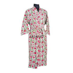 Robe kimono japonaise Kantha faite à la main, élégante, à imprimé floral, matelassée, respirante, séchage rapide, 100% coton, pour femme, hiver-printemps - Product Image 6