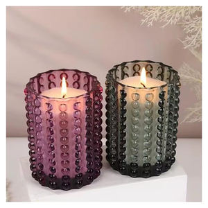 Bocaux à bougies en verre à pois pour la décoration de la maison, le style de table et l'éclairage d'ambiance décoratif - Product Image 3