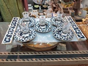 Juego de Bandejas de Servir Cuadradas de Nácar Hechas a Mano, Color Personalizado, con Posavasos, Platos, Regalo Premium para Eid y Ramadán - Product Image 6