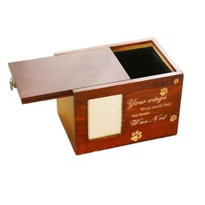 Urne funéraire pour animaux de compagnie en bois, moderne, luxueuse, faite à la main, écologique, biodégradable, gravée, boîte de souvenir pour les cendres de crémation, disponible - Product Image 5