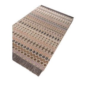 Manchaha Ivory Hand Knotted Wool Bamboo Silk <b>Rugs</b> Geometric Kilim Design for Home Entryway Hallway Bedroom-Model 9x12 Rectangle - Product Image 2