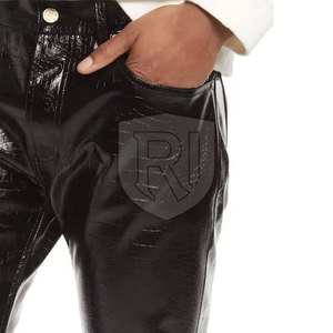 Pantalon en cuir décontracté pour hommes de haute qualité Logo personnalisé léger Design taille moyenne Dernier service OEM Vente en gros de modèles droits - Product Image 4