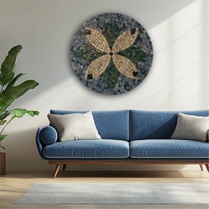 Décoration murale en mosaïque d'art intemporel, art en pierre naturelle, style Art déco, fait à la main par des experts, motif abstrait, cadre en PVC, à suspendre - Product Image 1