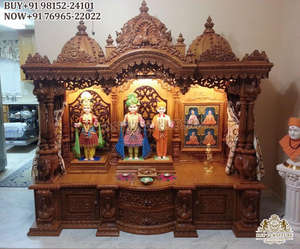 Puertas de Templo Mandir de Madera de Teca de Tamaño Personalizado Tradicional con Acabado Marrón Pulido - Product Image 6