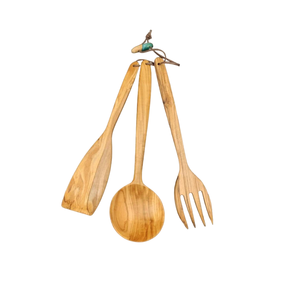 Ensemble de couverts en bois pur avec finition naturelle, adapté aux dîners élégants et aux tables de desserts de mariage, fabriqué à la main en Inde - Product Image 1