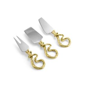 Juego de cuchillos para queso con forma de cuerda de color dorado hecho a mano de latón de primera calidad a precio mayorista - Product Image 2