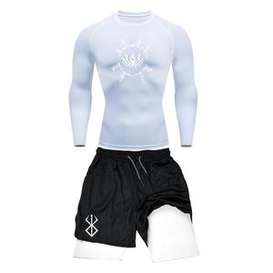 2025 conjuntos de camisetas transpirables personalizadas 100% algodón 2 en 1 Conjunto de camisa de pantalones cortos de rendimiento nuevo conjunto de pantalones cortos estampados con estilo para hombres - Product Image 5