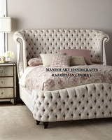 Cama Plegable de Lujo Moderna de Madera Maciza de Mango con Cabecero de 54 Pulgadas de Alto, Artesanía de Rajasthan Manish, Venta al Por Mayor